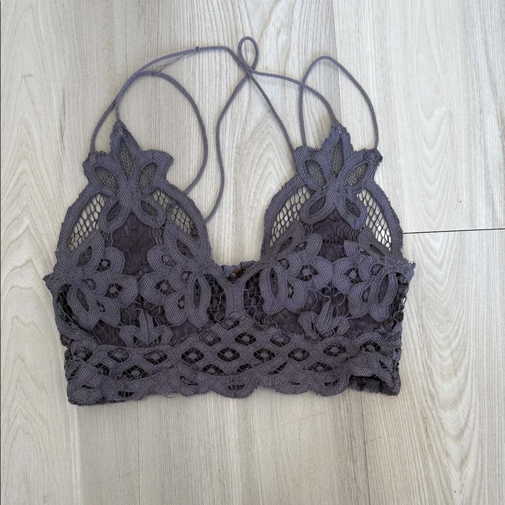 Free People Floral Lace Bralette in Gray